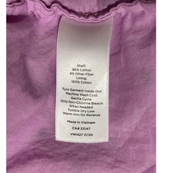 Talbots Petite Lavender Clip Dot Popover Blouse Textured Button Placket Top LP - Picture 9 of 9